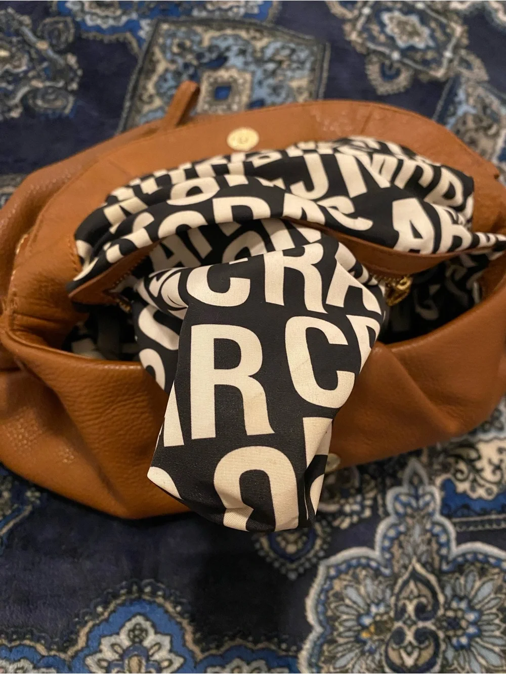 Marc by Marc Jacobs Tan Pebbled Leather Crossbody with Gold Plaque